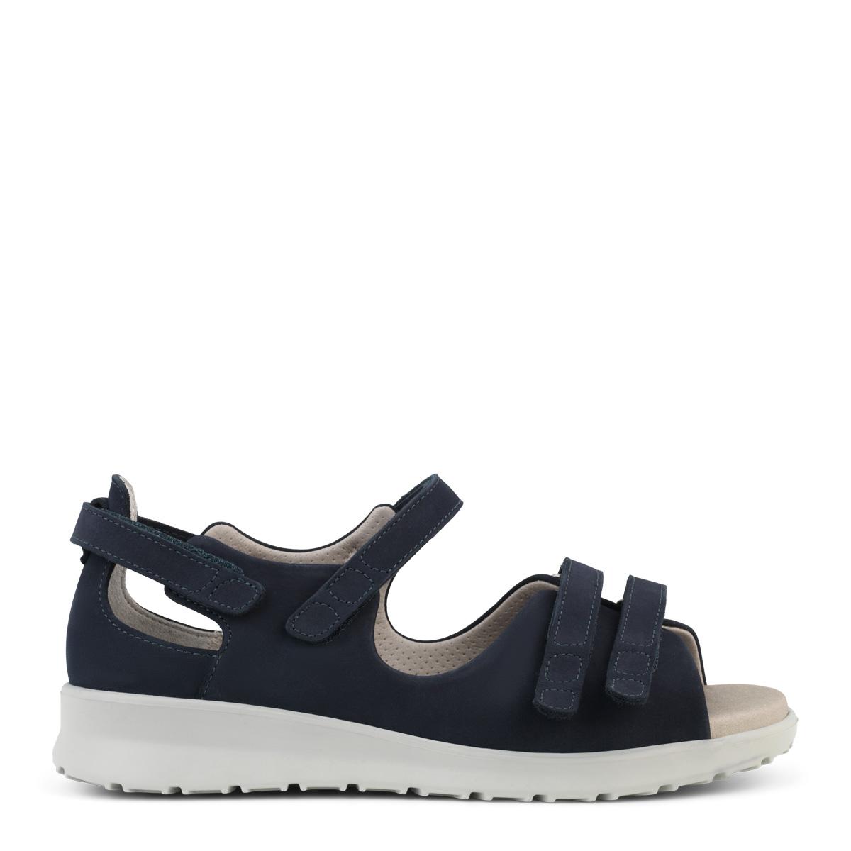 Sandal med justerbara kardborreband och halvöppen hälkappa för damer