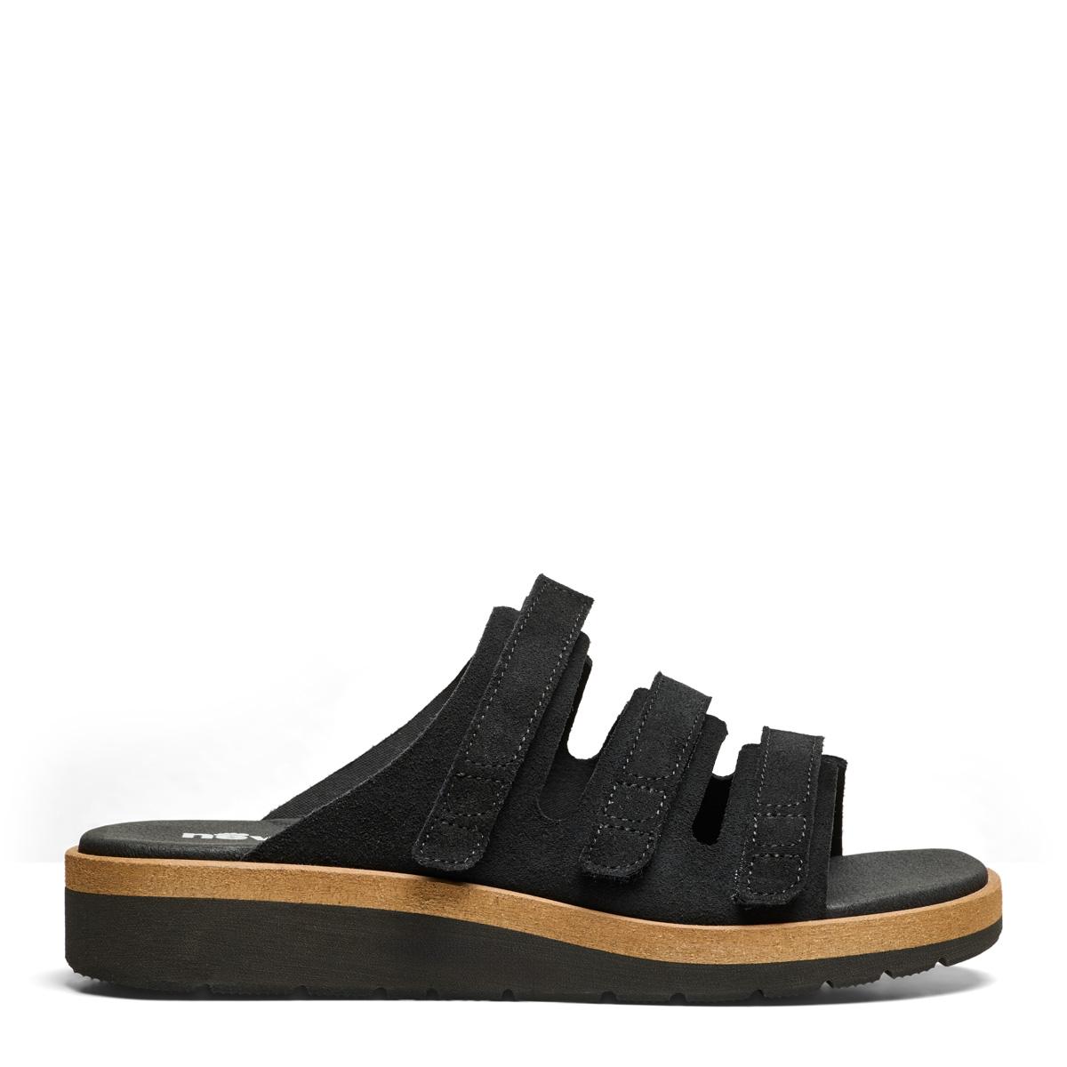 Slip-in sandal för damer med tre justerbara kardborreremmar.