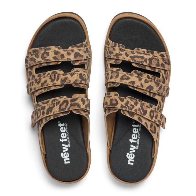 Slip-in sandal för damer med tre justerbara kardborreremmar.